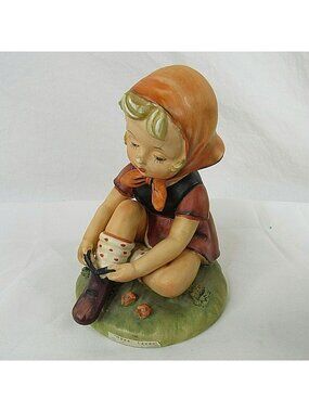 Erich Stauffer Open Laces Porcelain Figurine Girl Polka Dot Socks Hand Painted